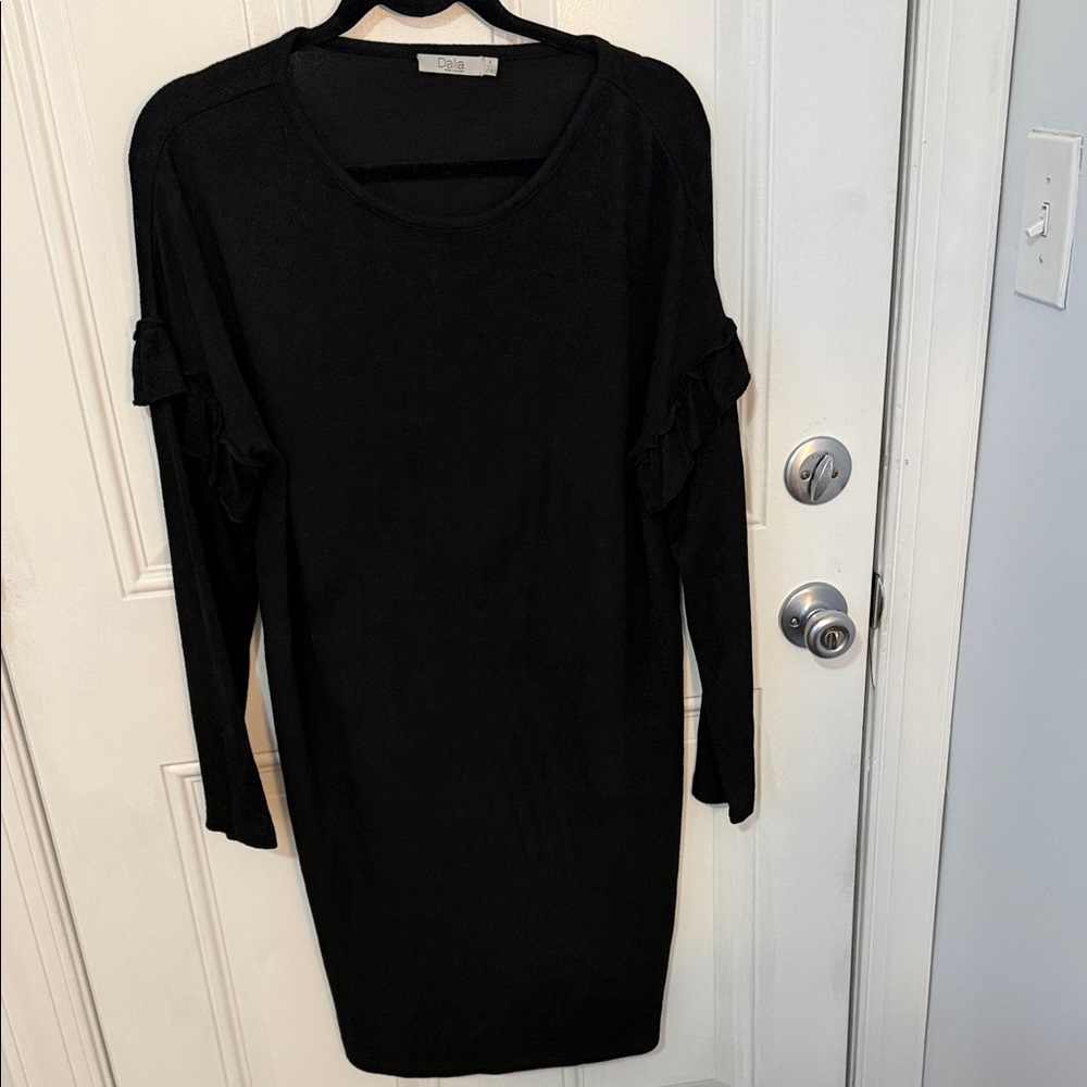 Dalia  Black Long Sleeve Sweater Dress L